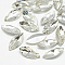 Pointed Back Glass Rhinestone Cabochons, Back Plated, Faceted, Horse Eye, Crystal, 12x6x3.5mm