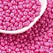 6/0 Glass Seed Beads, Opaque Colours Luster, Teardrop, Deep Pink, 4~5x4~4.5x3~4mm, Hole: 0.8~0.9mm, about 5625pcs/pound