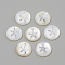 Freshwater Shell Pendants, Flat Round & Starfish/Sea Stars, Platinum, 16x3.5~4mm, Hole: 1.2mm