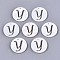 Natural Freshwater Shell Charms, Flat Round with Hollow Out Letter, Letter.Y, 14.5x1.5mm, Hole: 0.9mm