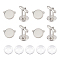 Unicraftale 10Pcs 304 Stainless Steel Cuff Button, Cufflink Findings for Apparel Accessories, 10Pcs Transparent Glass Cabochons, Stainless Steel Color, 11.5~13.5x4mm