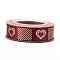 Polyester Ribbons, Single Face Golden Hot Stamping, for Gifts Wrapping, Party Decoration, Heart Pattern, FireBrick, 5/8 inch(17mm), 10yards/roll(9.14m/roll)