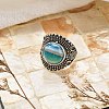 Natural Banded Agate Adjustable Rings RJEW-I108-03AS-04-2