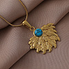 316 Surgical Stainless Steel with Synthetic Turquoise Sunflower Pendant Necklaces for Women EA3001-1