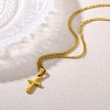 304 Stainless Steel Cross Pendant Necklaces for Women Men NJEW-Z063-02G-1