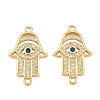 Brass Micro Pave Marine Blue Cubic Zirconia Connector Charms CU-CBAB719-07G-B-1