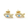 Fish with Evil Eye Golden Brass Stud Earrings EJEW-L269-104G-01-1