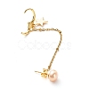 Natural Pearl Brass Crawler Ear Studs Chains EJEW-JE04566-03-3