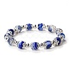 Natural Banded Agate Dyed Round Beaded Stretch Bracelets for Women JT2459-9-1