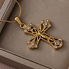 Vintage 304 Stainless Steel with Clear Glass Hollow Jesus Cross Pendant Necklaces for Women Men JW8660-4