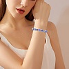 Faceted Rondelle Handmade Inner Flower Gold Sand Lampwork & Iron Beaded Stretch Bracelets for Women BJEW-SW001579-04-2