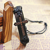 Adjustable Cross with Word Iron Braided Leather Cord Bracelets BJEW-P0001-02B-2