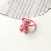 Bear Adjustable Zinc Alloy Flocking Finger Rings for Women FS-WG501E4-04-1