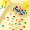 90Pcs 9 Colors Baking Paint Imitation Jade Glass Round Bead with Iron Pendants PALLOY-TAC0281-5