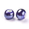 Pearlized Dark Blue Glazed Porcelain Round Beads X-PORC-D001-10mm-14-2