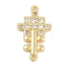 Brass Clear Cubic Zirconia Cross Connector Charms KK-Q028-33G-1