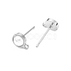 SHEGRACE Brass ABS Imitation Pearl Half Round Stud Earring Findings XGR0101P-118P-2