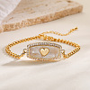 Brass Micro Pave Cubic Zirconia Link Bracelets PW-WG51589-01-2