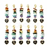 12Pcs 12 Styles Alloy Enamel Heart Constellation Pendant Decoration HJEW-JM02631-1