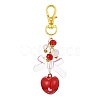 Brass Heart Bell Pendant Decorations HJEW-JM01374-01-1