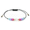 2Pcs 2 Style Natural Black Agate & Synthetic Moonstone & Acrylic Round Braided Bead Bracelets Set BJEW-JB09443-3