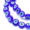 Handmade Evil Eye Lampwork Flat Round Bead Strands X-LAMP-L058-10mm-12-3