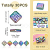 30Pcs Rainbow Iridescent Printed Opaque Acrylic Beads OACR-TA0001-73B-4