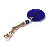 Flat Round with Evil Eye Lampwork Pendant Decoration HJEW-Z005-01I-3
