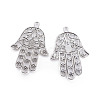 Tibetan Style Alloy Big Hamsa Hand/Hand of Fatima /Hand of Miriam Pendants TIBEP-16901-AS-NR-1