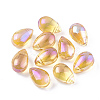 Electroplate Glass Charms EGLA-T014-04C-1