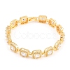 Square Brass Micro Pave Clear Cubic Zirconia and Glass Link Chain Bracelets BJEW-T025-04G-03-2