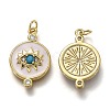 Brass Micro Pave Clear & Deep Sky Blue Cubic Zirconia Pendants ZIRC-B0003-29G-2