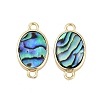 Brass Pave Natural Paua Shell Connector Charms KK-M299-01E-G-1