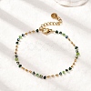 304 Stainless Steel Glass Beaded Chain Bracelets for Women BJEW-K237-24G-2