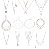 18Pcs 18 Style Alloy Curb & Paperclip & Herringbone Chain Necklaces Set NJEW-AN0001-43-1