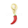 Brass Red Enamel Vegetable European Dangle Charms KK-Z090-06G-01-1