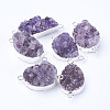 Natural Druzy Quartz Crystal Links connectors G-P252-04-1