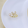 Natural Freshwater Pearl with Plastic & Alloy Cuff Rings WGACE42-10-1