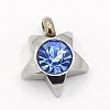 201 Stainless Steel Rhinestone Star Charm Pendants RB-M030-01G-1