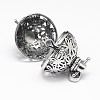 Rack Plating Brass Hollow Round with Butterfly Cage Pendants KK-M181-15AS-2