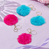 4Pcs 2 Colors Handmade Plush Cloth Fabric Pom Pom Ball Keychain KEYC-LP0001-27-1