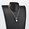 Tarnish Resistant Valentine's Day Heart 304 Stainless Steel Lariat Necklaces NJEW-JN01484-3