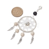 Woven Web/Net with Feather Glass Seed Beads Pendant Decorations HJEW-MZ00074-02-3