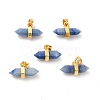 Dyed & Heated Natural Blue Aventurine Double Terminal Pointed Pendants G-P481-01G-02-1
