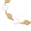 3Pcs 3 Styles Natural Freshwater Shell Beads & 304 Stainless Steel Connector Charms Link Bracelets for Women BJEW-JB12216-4