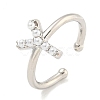 Rack Plating Brass Open Cuff Rings for Women RJEW-F162-01P-Y-1