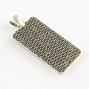 Tibetan Style Rectangle Alloy Pendant Cabochon Settings TIBEP-Q055-01AS-RS-2