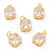 Real 18K Gold Plated Brass Inlaid Cubic Zirconia Charms ZIRC-L100-073G-07-1