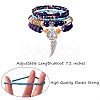 5Pcs 5 Style Wood & Glass Seed & Acrylic Beaded Stretch Bracelets Set with Baseball JB709E-2