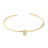 Rack Plating Brass Micro Pave Clear Cubic Zirconia Letter Open Cuff Bangles BJEW-A018-01G-B-2